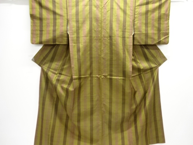 縞織り出し手織り紬着物アンサンブル・道中着セット